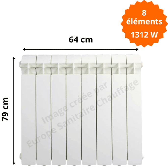 Radiateur aluminium vertical H.79 x 64 cm VOX 700 Deville 1312 W