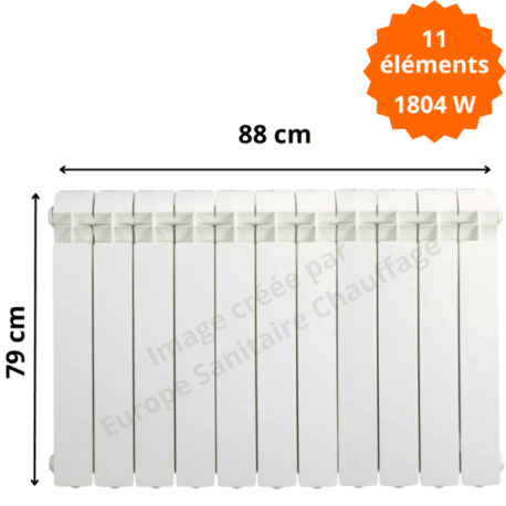 Radiateur aluminium horizontal H.79 x 88 cm VOX 700 Deville 1804 W