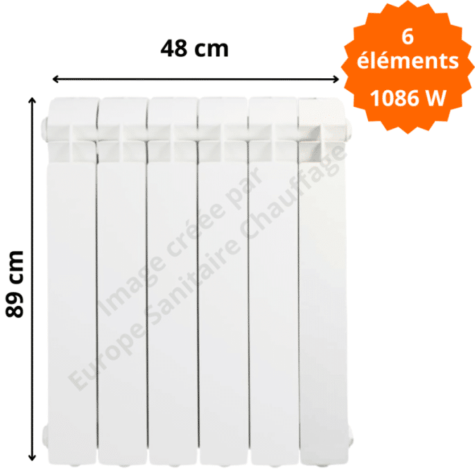 Radiateur aluminium vertical H.89 x 48 cm VOX 800 Deville 1086 W