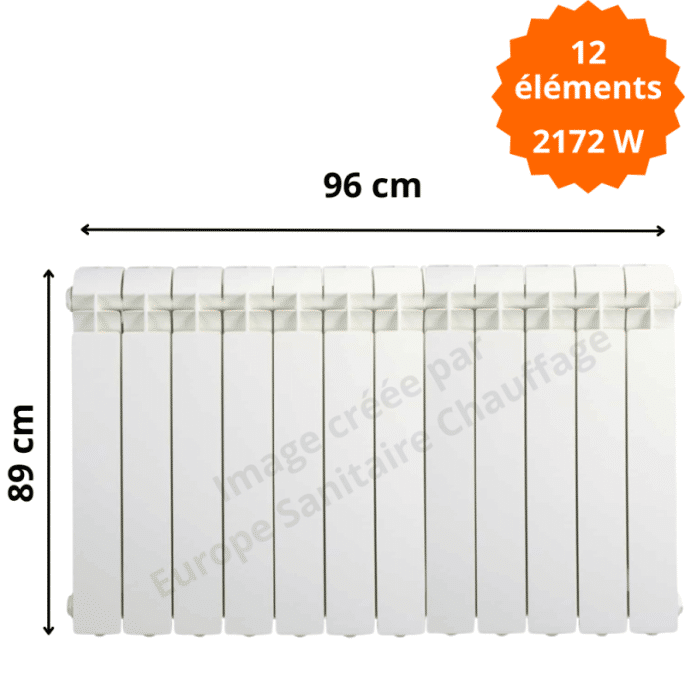 Radiateur aluminium horizontal H.89 x 96 cm VOX 800 Deville 2172 W