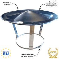 Chapeau chinois inox réglable de 140 à 200 mm Edilinox