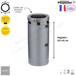 Elément réglable de 35 à 45 cm sans joint ref ER 35-45 Therminox ZI Poujoulat
