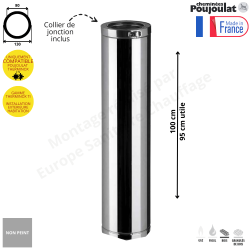 Élément droit 95 cm ED1000 TI Therminox Poujoulat