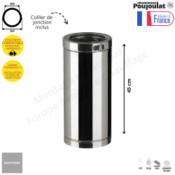 Elément droit 45 cm ED450-...TI Therminox Poujoulat TI