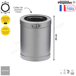Elément droit 25 cm ref ED 250-... ZI Therminox ZI Poujoulat Elément droit 25 cm ref ED 250-... ZI Therminox ZI Poujoulat