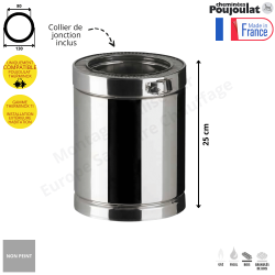 Elément droit 25 cm ED250-...TI Therminox Poujoulat TI