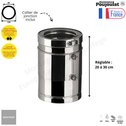 Élément réglable 20 à 30cm 0/80 THERMINOX POUJOULAT TI Élément réglable 20 à 30cm 0/80 THERMINOX POUJOULAT TI