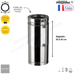 Élément réglable de 30 à 45 cm sans joint ER30-45..TI THERMINOX POUJOULAT TI Élément réglable de 30 à 45 cm sans joint ER30-45..TI THERMINOX POUJOULAT TI