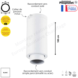 Elément droit de finition H 100 cm Therminox ZI Poujoulat