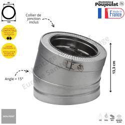 Coude 15° ref EC 15-... ZI Therminox ZI Poujoulat Coude 15° ref EC 15-... ZI Therminox ZI Poujoulat
