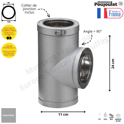Té isolé 90° T 90-... ZI Therminox ZI Poujoulat Té isolé 90° T 90-... ZI Therminox ZI Poujoulat