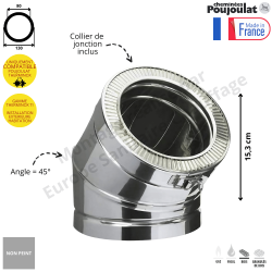 Coude 45° EC45 TI Therminox Poujoulat