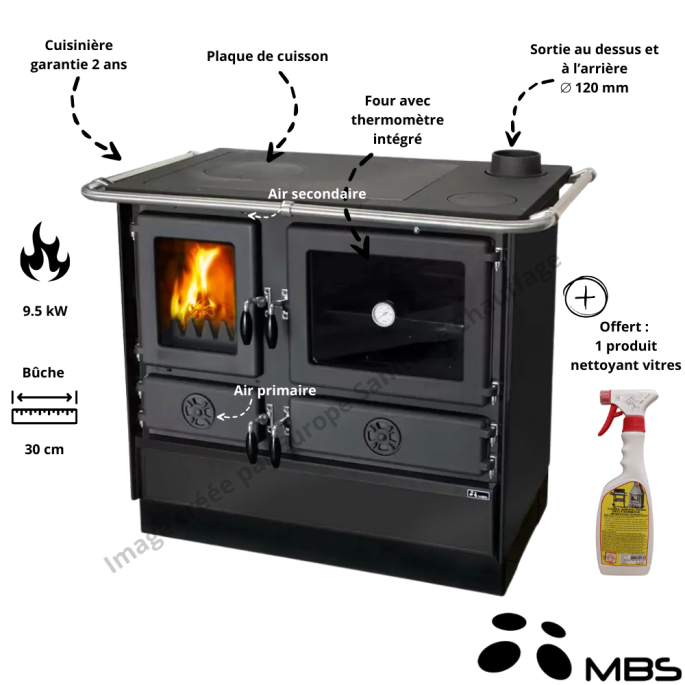 Cuisinière à bois 9.5 kW Ragnar MBS