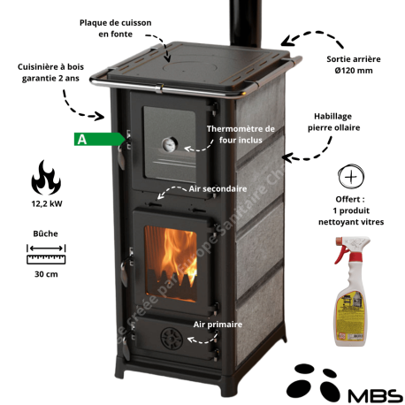 Cuisinière à bois 12,2 kW Anders Forno Ollaire MBS