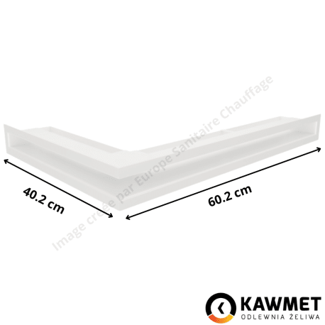 Grille de ventilation angle à droite 60x600x400 Loft Angle KAWMET - Couleur Blanc