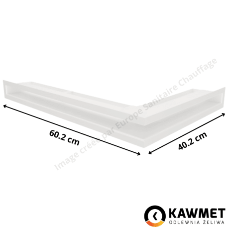 Grille de ventilation angle à gauche 60x600x400 Loft Angle KAWMET - Couleur Blanc