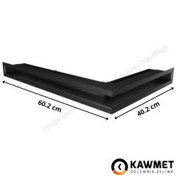 Grille de ventilation angle à gauche 60x600x400 Loft Angle KAWMET - Couleur Noir