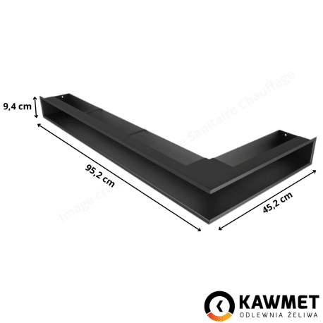 Grille de ventilation angle à gauche 95x450x950 Loft Angle Kawmet - Couleur noir