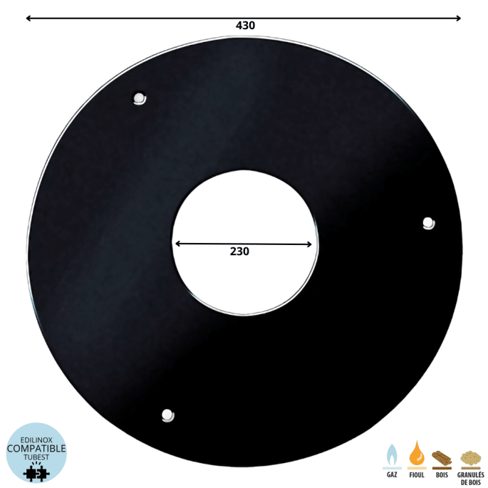 Rosace d'élément de finition conduit double paroi isolé Edilinox - Diamètre 180 mm