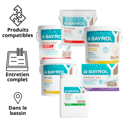 Pack produits Bayrol Piscine 6 produits : 5 fonctions 5kg, Choc 5kg, pH plus 5kg, pH minus 6kg, Anti-algues 3L, Floculant x8 Pack produits Bayrol Piscine 6 produits : 5 fonctions 5kg, Choc 5kg, pH plus 5kg, pH minus 6kg, Anti-algues 3L, Floculant x8
