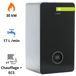 Chaudière gaz murale condensation Condens GC8700i W 30/35 C mixte chauffage + ECS BOSCH