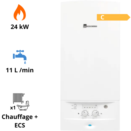Chaudière gaz murale Acléis NGLM 24-7XN BAS Nox Cheminée Elm Leblanc