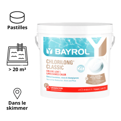 Chlorilong 250 / Classic 1.25 kg, 5 kg, 10 kg, 25 kg traitement au chlore pour désinfection BAYROL