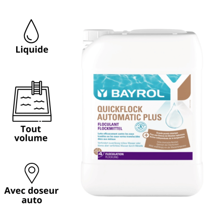 Quickflock Automatic + liquide 2 en 1 : floculant + algicide BAYROL