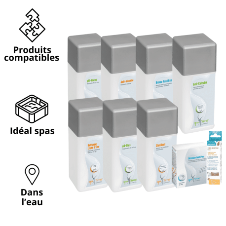 Pack démarrage entretien SPA BAYROL 8 produits + bandelettes SpaTime