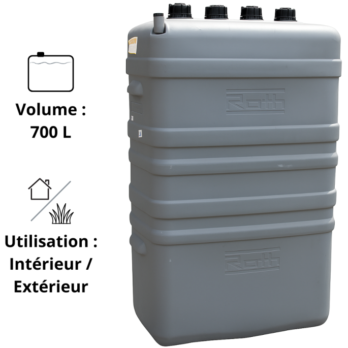 Cuve fioul polyéthylène double paroi Rothalen Plus 700 litres ROTH