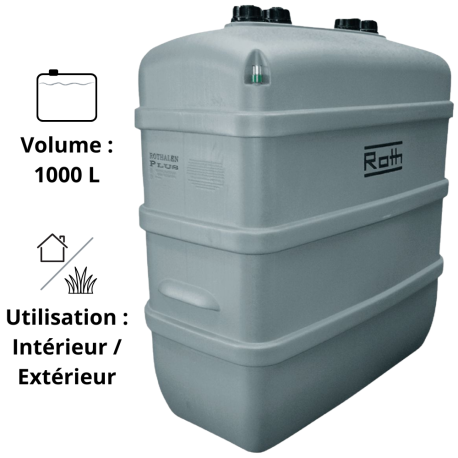 Cuve fioul polyéthylène double paroi Rothalen Plus 1000 ROTH