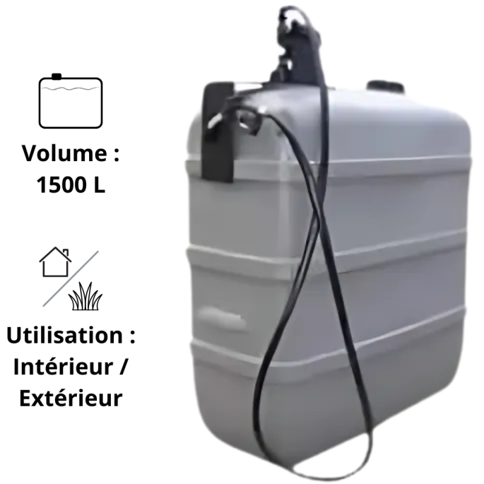 Cuve fioul polyéthylène double paroi 1500 litres avec compteur Charot