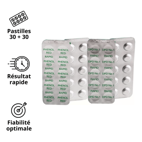 Recharge de 30 pilules DPD 1 et 30 pilules Phénol Red pour piscine BAYROL