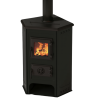 Poêle à bois 6,1 kW Nora Angle MBS avec plaque de cuisson