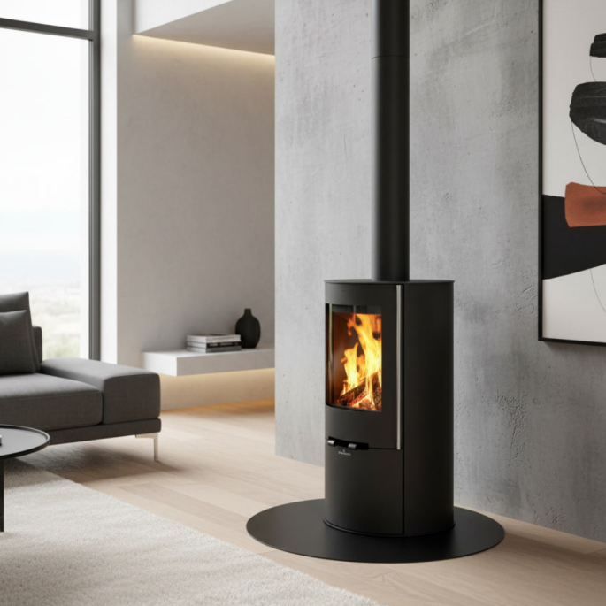 Poêle à bois rond 9 kW Dover-2 Bronpi