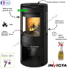 Poêle à bois en Acier Neosen Plus 3 côtés vitrés raccodable Invicta