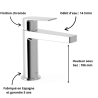 MITIGEUR LAVABO PROJECT CHROME OU NOIR TRES