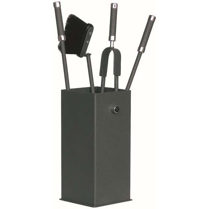 Serviteur de cheminée avec 4 accessoires Galvik Edilinox