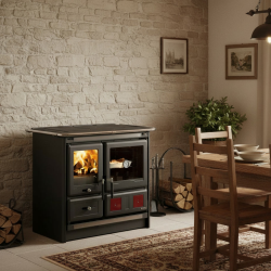 Cuisinière à bois Rosa L 5.0 Steel 9,5 kW Nordica Cuisinière à bois Rosa L 5.0 Steel 9,5 kW Nordica
