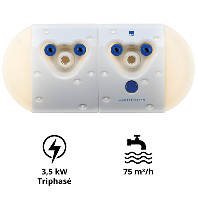 Bambo 2 pour nage à contre courant Uwe version inox PIEZO avec lumières 3,5 kW Triphasé