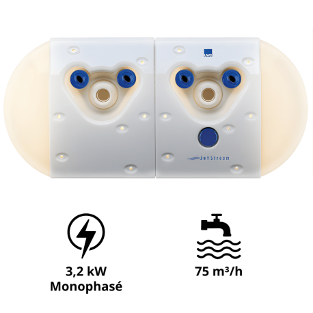 Bambo 2 pour nage à contre courant Uwe version inox PIEZO avec lumières 3,5 kW Triphasé
