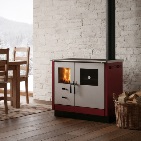 Cuisinière à bois 9.9 kW Kara Inox MBS