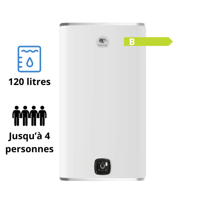 Chauffe eau électrique MALICIO 3 120L Thermor carré vertical mural