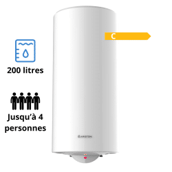 Chauffe-eau électrique Ariston Sagéo à résistance stéatite vertical mural 200 L Chauffe-eau électrique Ariston Sagéo à résistance stéatite vertical mural 200 L