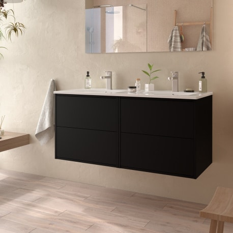 Meuble de salle de bain 120 cm - Couleur Noir mat