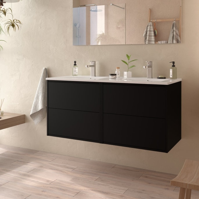 Meuble de salle de bain 120 cm - Couleur Noir mat