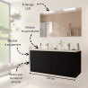 Meuble de salle de bain 120 cm avec miroir - Couleur Noir mat