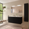 Meuble de salle de bain 120 cm avec colonne et miroir - Couleur Noir mat