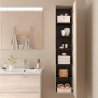 Meuble de salle de bain 120 cm avec colonne et miroir assortis - Couleur Chêne naturel