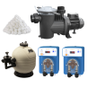 Pack Filtre à sable + Pompe + Balles filtrantes + Electrolyseur + Pompe PH